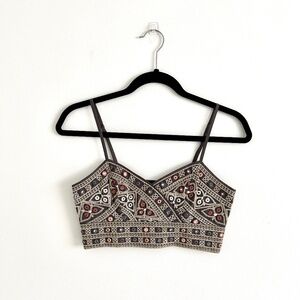 American Eagle Bustier Crop Top Sleeveless with Embroidery Size XS